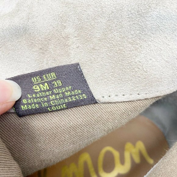 SAM EDELMAN LOUIE Boots Sz 9 Tan Suede Leather Fringe Ankle Booties Stacked Heel - Picture 10 of 11